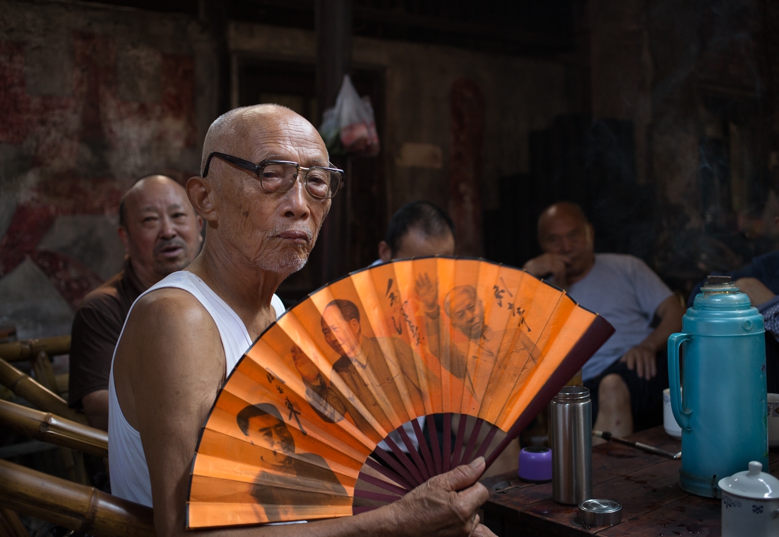 'Local Men Relaxing in The Old Teahouse in Chengdu, China.' (TM 1 Place) by Dorothy Weaver - MR