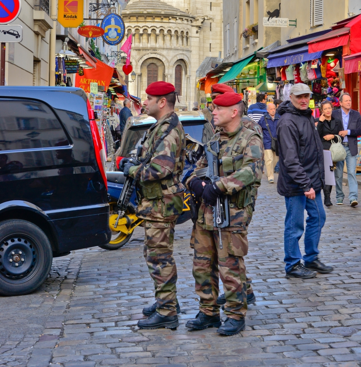 Armed-military-guard-the-streets-where-tourists-frequent-the-Montmarte-18th-Arrondisment-behind-Sacre-Coeur-Cathedral.-JB-1-Place-by-Barbara-Masek-PE